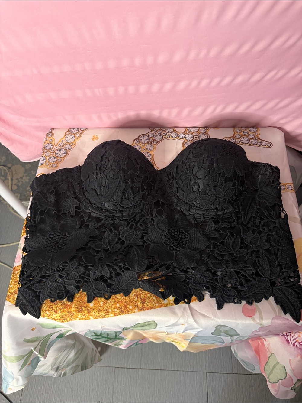 Amazon Black Lace Strapless Bustier Bralette